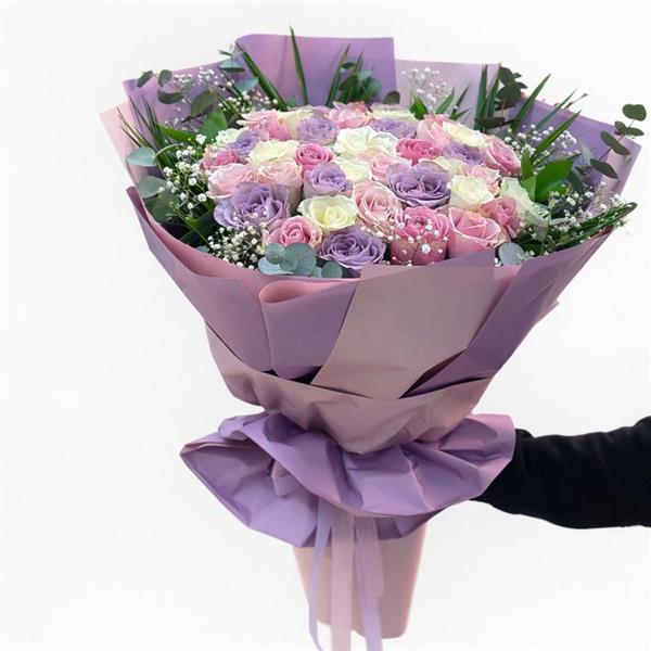 41 Adet Pastel Karışık Gül Buketi (Premium Tasarım)